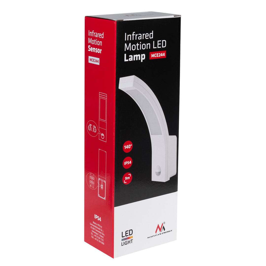 Lampă LED cu senzor de mișcare Maclean, senzor de mișcare PIR, alb, 10W, IP54, 750lm, alb neutru (4000K) MCE244 W