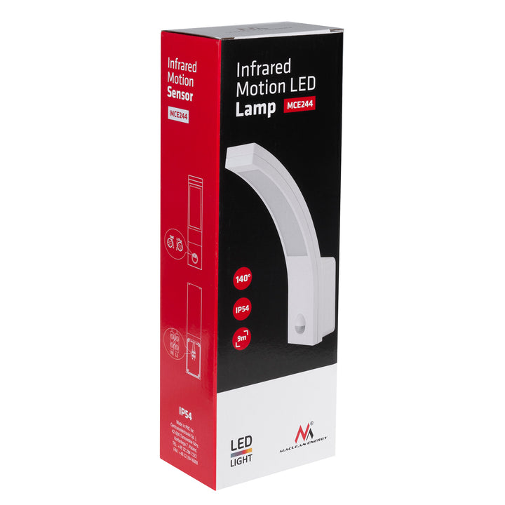 Lampă LED cu senzor de mișcare Maclean, senzor de mișcare PIR, alb, 10W, IP54, 750lm, alb neutru (4000K) MCE244 W