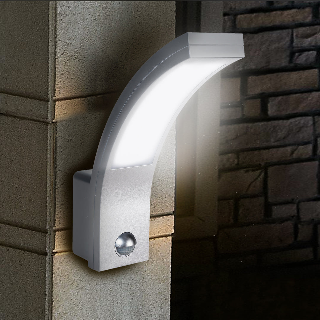 Lampă LED cu senzor de mișcare Maclean, senzor de mișcare PIR, argintiu, 10W, IP54, 750lm, alb neutru (4000K) MCE244 S, 2 bucăți