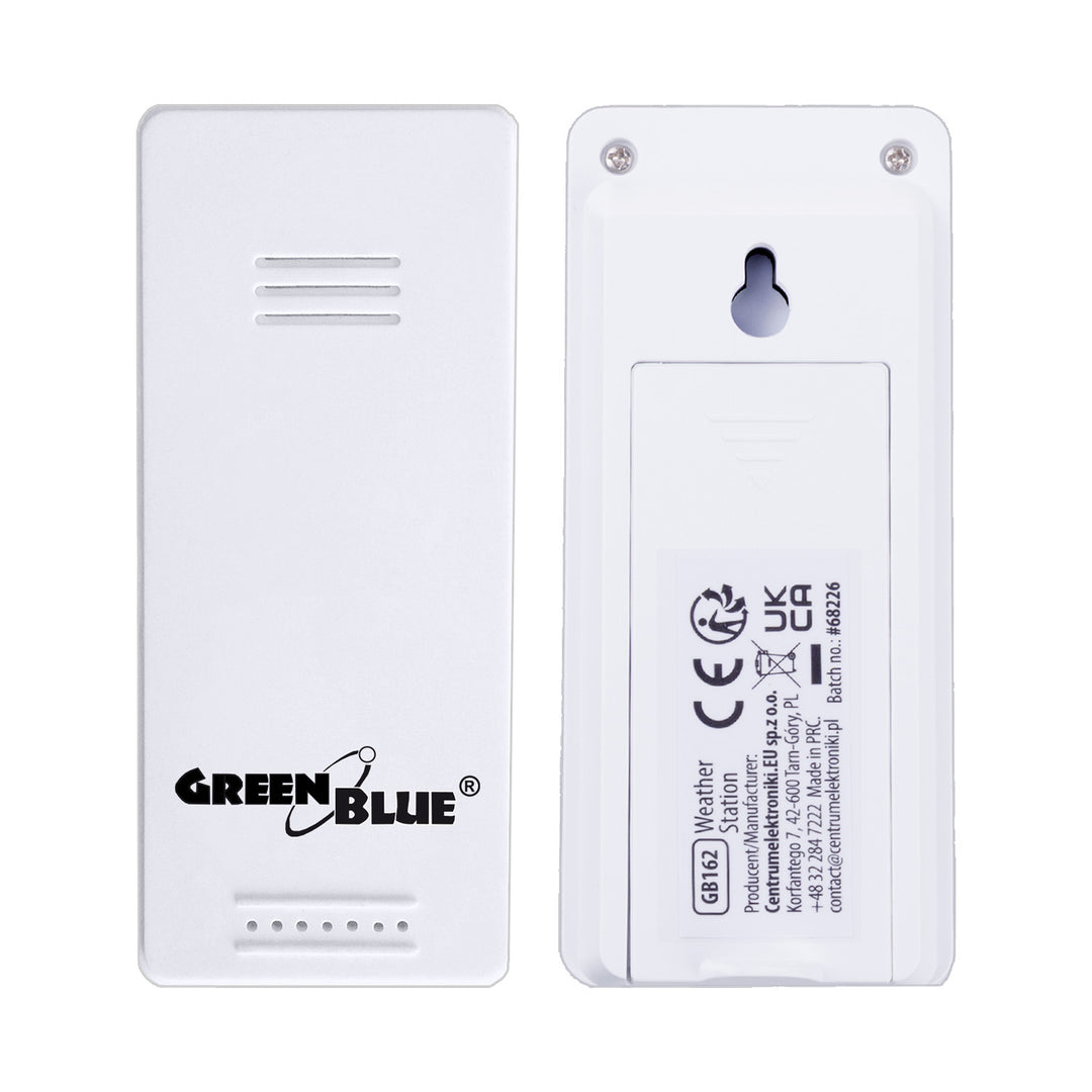Stație meteorologică wireless GreenBlue, temperatură IN/OUT, ceas, selectabilă °C/°F, rază de acțiune de până la 60 m, GB162
