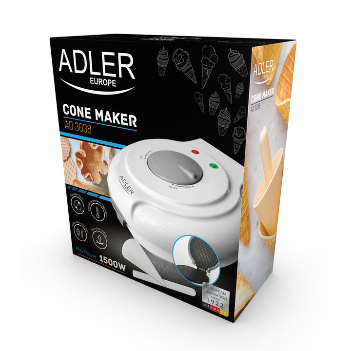 Producator de napolitane Adler, temperatura reglabila continuu, 1500W, alb, AD 3038