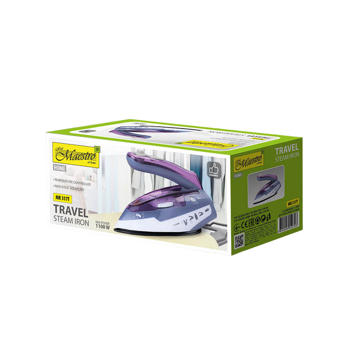 Fier de călcat de călătorie Maestro, mâner pliabil, putere 1100W, strat antiaderent, MR-317T