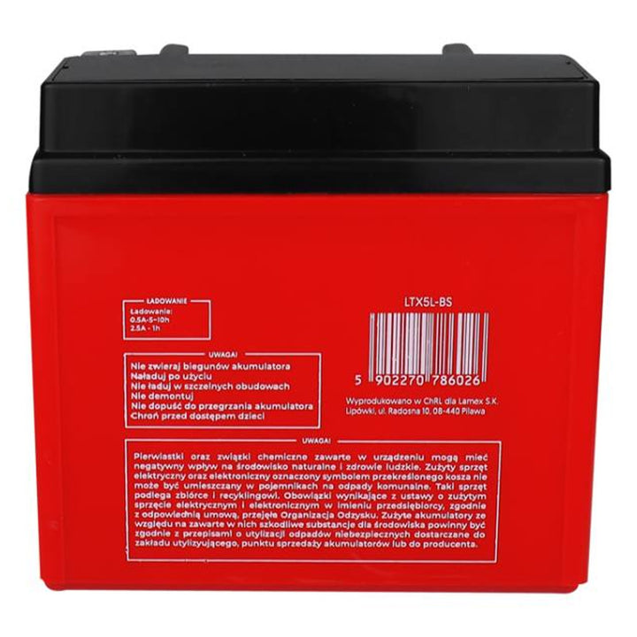 Baterie gel Lamex, motocicletă, 12V, 5Ah, LTX5L-BS