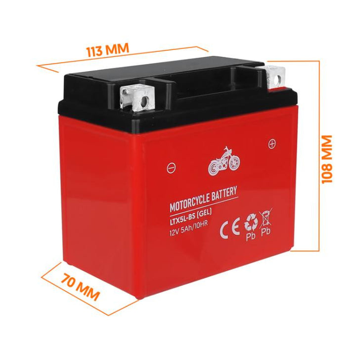 Baterie gel Lamex, motocicletă, 12V, 5Ah, LTX5L-BS