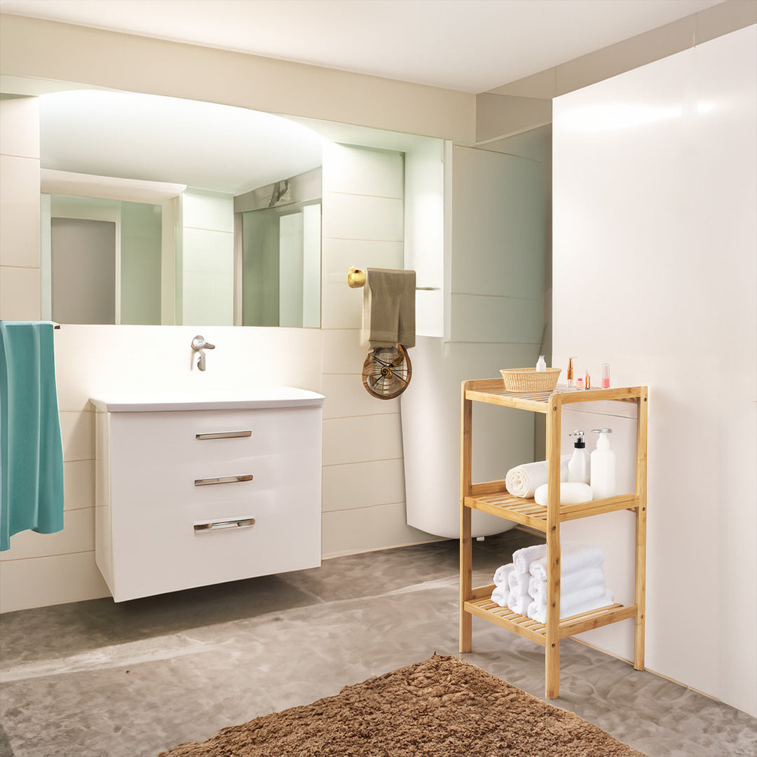 Dulap de baie din bambus GreenBlue, 370x330x780mm, 3 rafturi, GB321, 2 bucăți