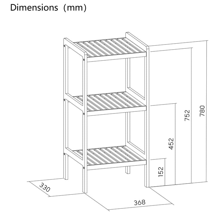 Dulap de baie din bambus GreenBlue, 370x330x780mm, 3 rafturi, GB321, 2 bucăți