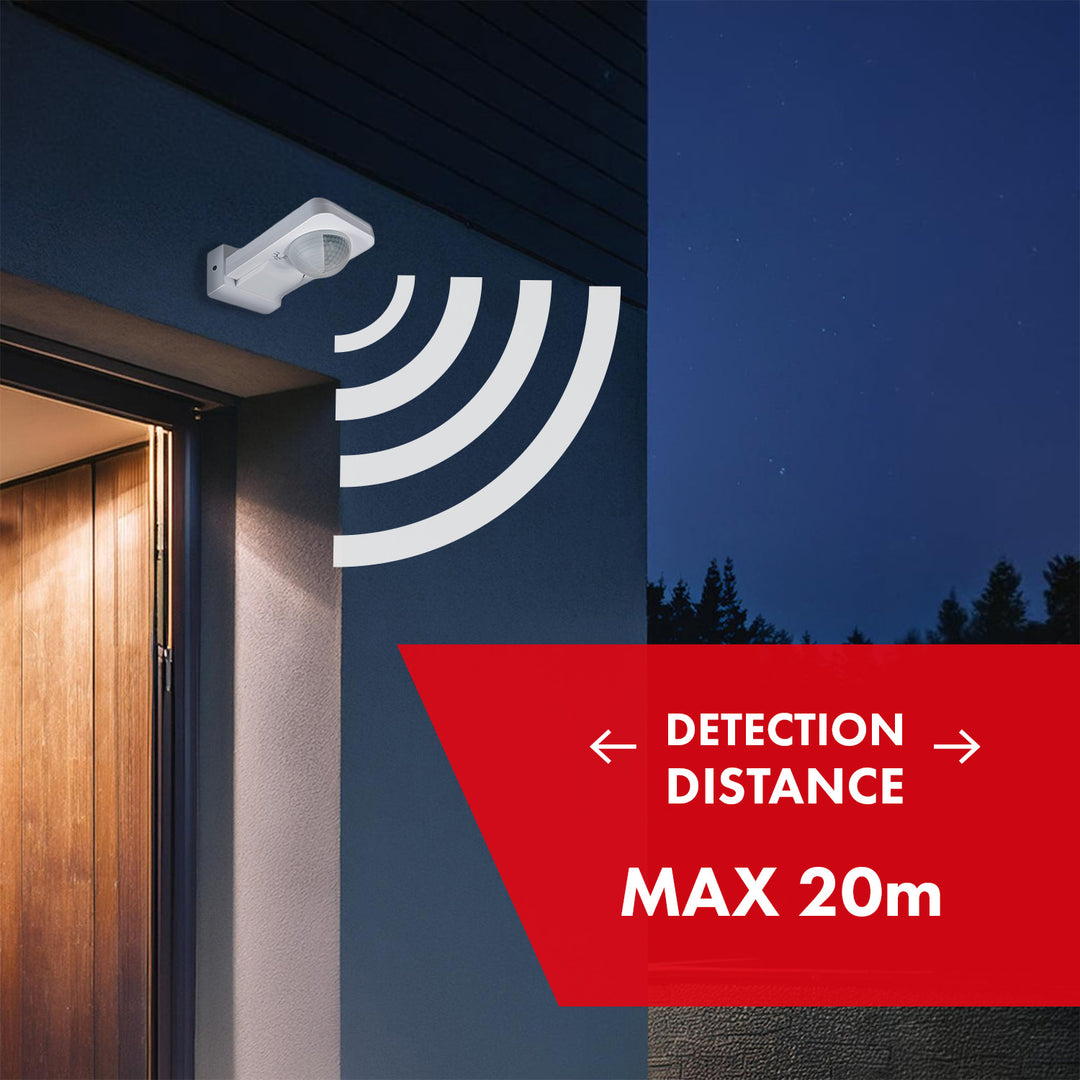 Maclean Detector de mișcare PIR, infraroșu, IP65, max 2000W, MCE243, 2 bucăți