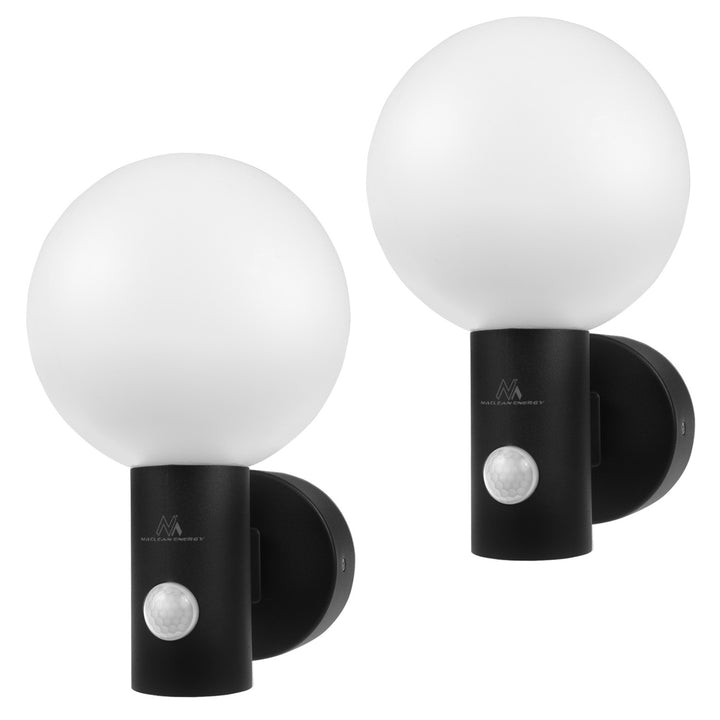 Lampă LED cu senzor de mișcare Maclean, senzor de mișcare PIR, negru, 15W, IP65, 1600lm, alb neutru (4000K) MCE515 B, 2 bucăți