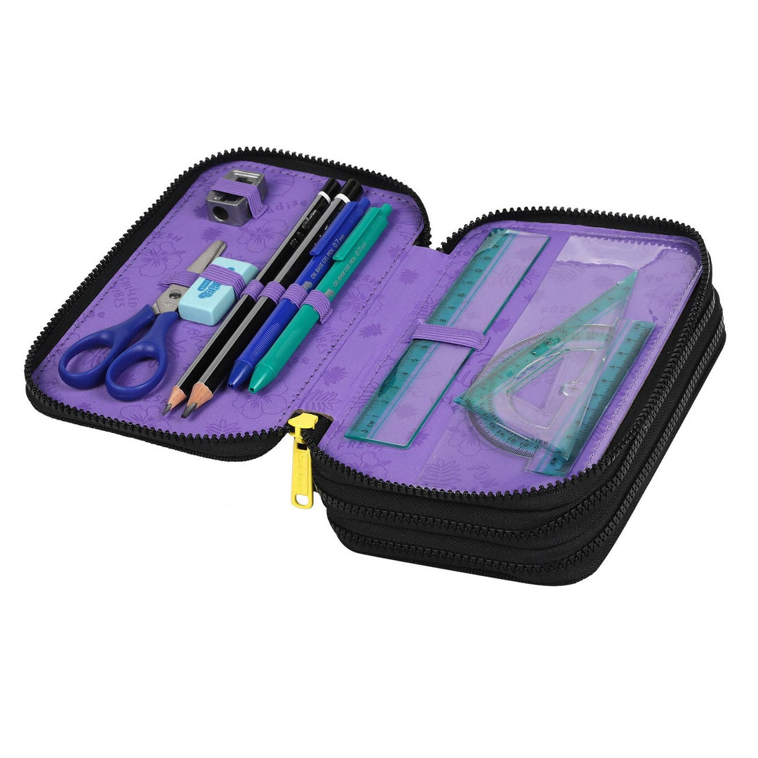 Rucsac școlar 19 L Coolpack Jerry DISNEY STITCH negru + geantă pentru creioane cu trei compartimente CoolPack cu accesorii JUMPER 3 STITCH