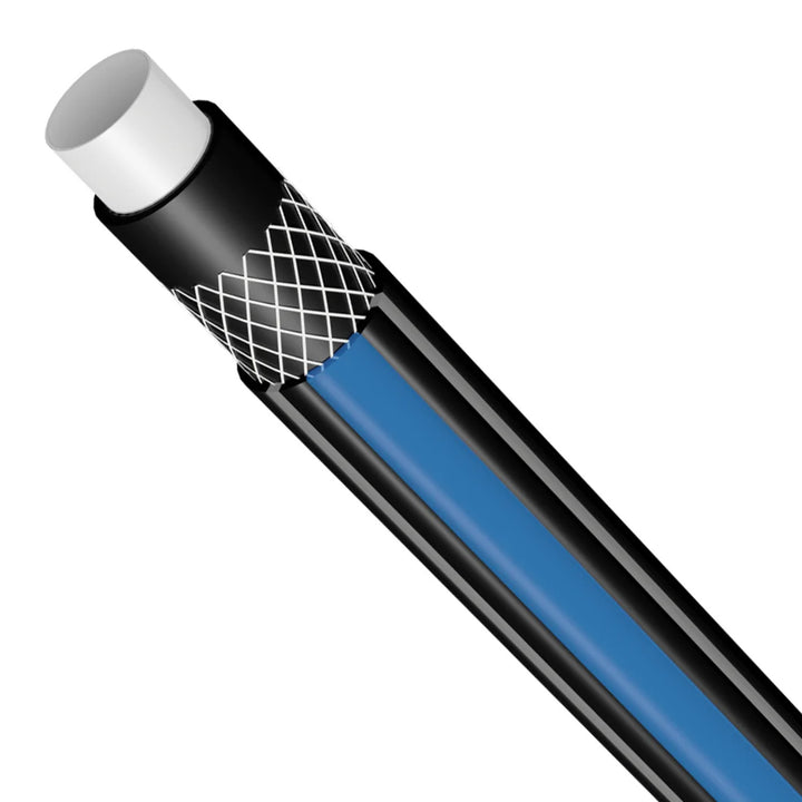 Set de grădină Vartco, furtun 1/2'' 20m, cuplaj rapid stop and go, conexiune robinet, aspersor, suport de perete, Home Set