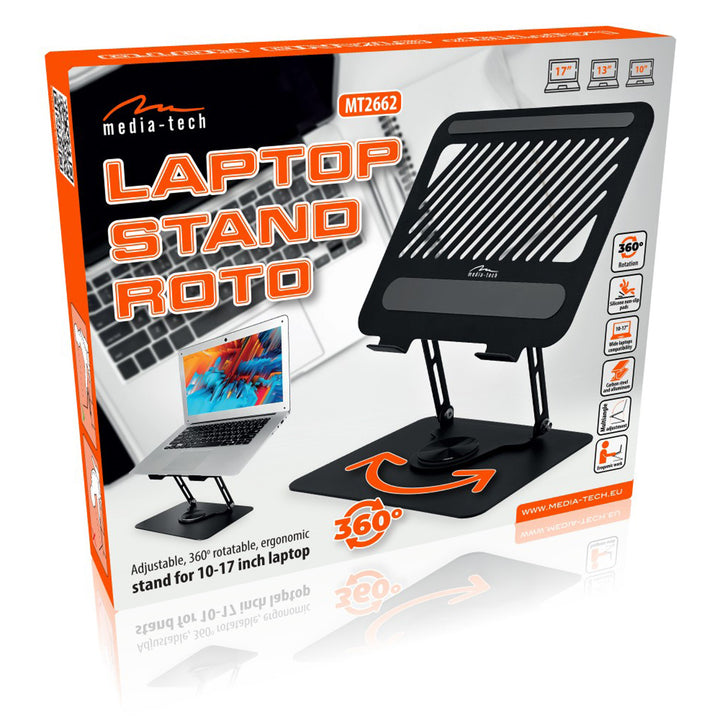 Suport reglabil, pivotant, ergonomic pentru laptop 10-17, Media-Tech MT2662