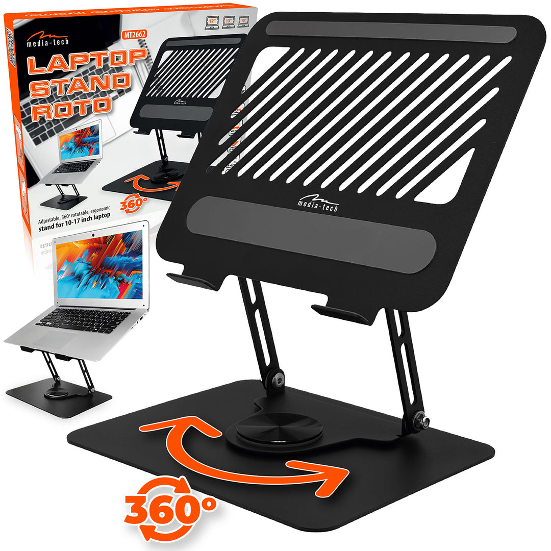 Suport reglabil, pivotant, ergonomic pentru laptop 10-17, Media-Tech MT2662