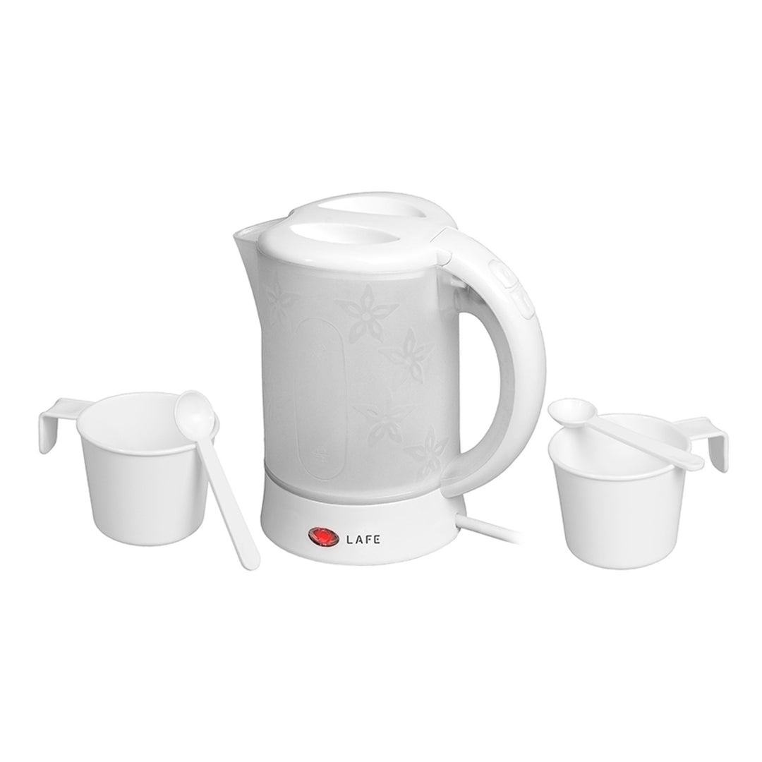 Fierbător electric Lafe, turistic, 600W, capacitate 0.6l, 2 căni, 2 linguri, alb, Scandi