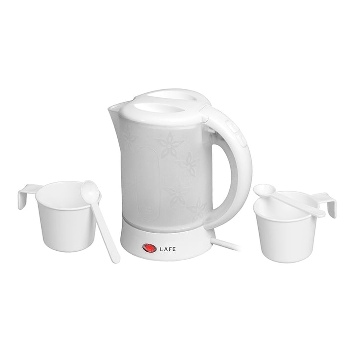 Fierbător electric Lafe, turistic, 600W, capacitate 0.6l, 2 căni, 2 linguri, alb, Scandi