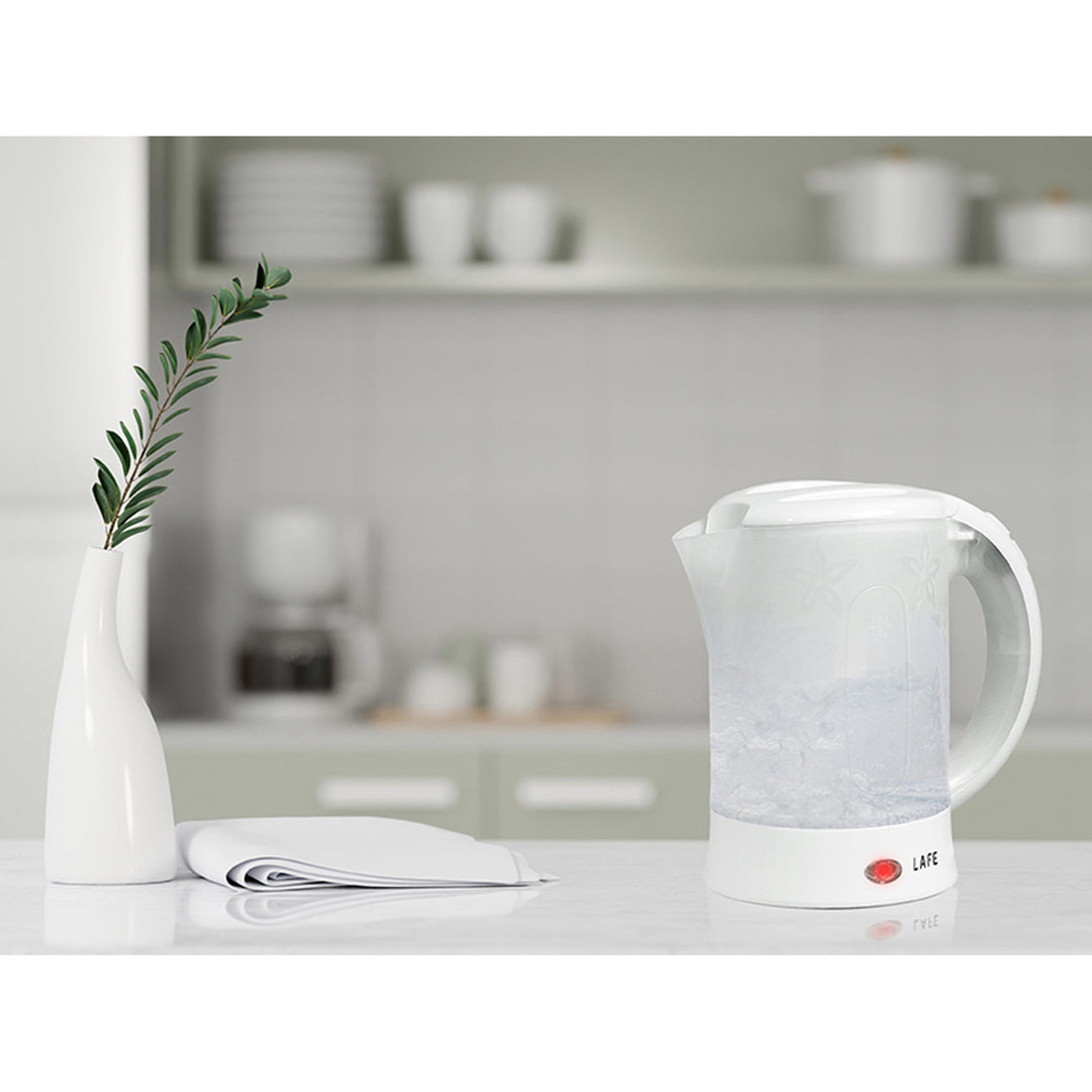 Fierbător electric Lafe, turistic, 600W, capacitate 0.6l, 2 căni, 2 linguri, alb, Scandi