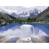 Fierbător electric Lafe, turistic, 600W, capacitate 0.6l, 2 căni, 2 linguri, alb, Scandi