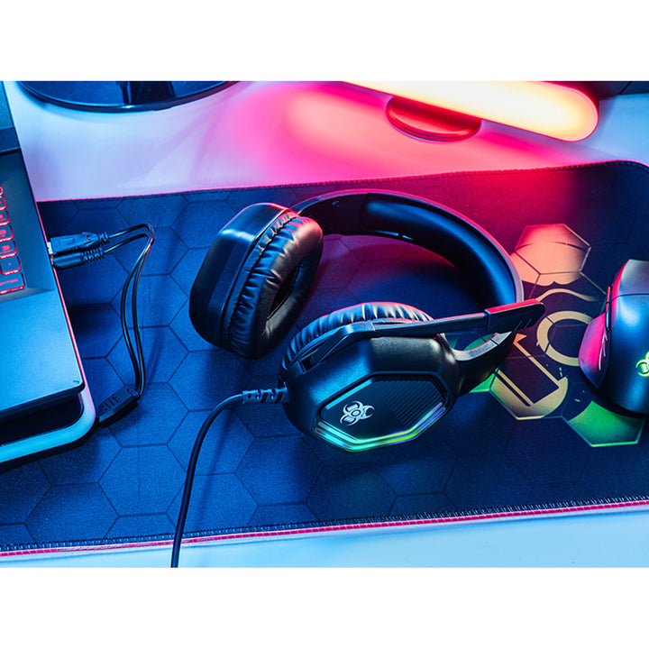 Căști de gaming Tracer, retroiluminare RGB, microfon pliabil, Gamezone GZ X3