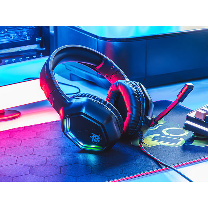 Căști de gaming Tracer, retroiluminare RGB, microfon pliabil, Gamezone GZ X3