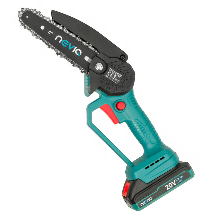 Ferăstrău cu lanț fără fir NEVIQ, bară 6'', 200W, baterie Li-ion 1.5 Ah, L04302