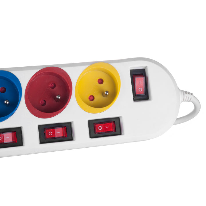 Bandă de alimentare Maclean, cablu prelungitor cu 5 prize, cu întrerupătoare, 250VAC/10A, 1.5m, MCE204 M/W, 2 bucăți