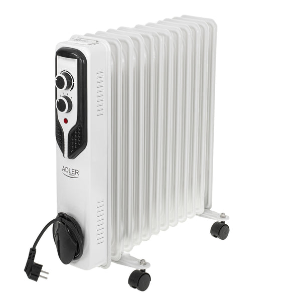 Încălzitor de ulei Adler, 11 aripioare, putere 2500W, 3 niveluri de încălzire, alb, AD 7817