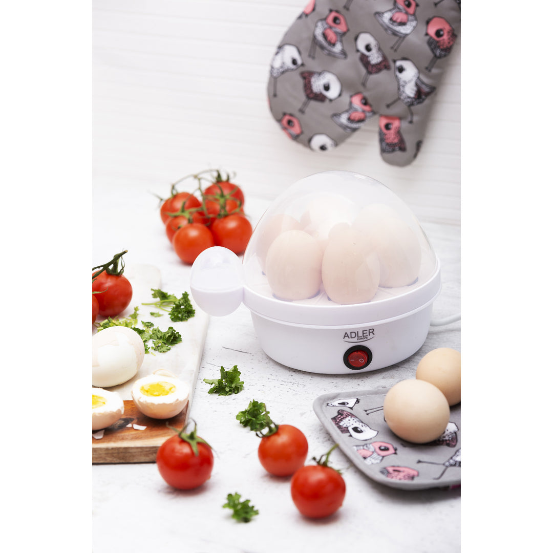 Cuptor de ouă automat Adler, pentru 7 ouă, putere 450W, alb, AD 4459