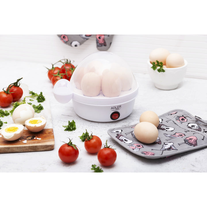 Cuptor de ouă automat Adler, pentru 7 ouă, putere 450W, alb, AD 4459
