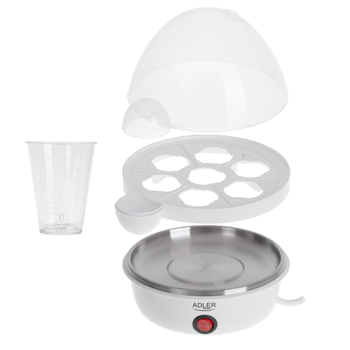 Cuptor de ouă automat Adler, pentru 7 ouă, putere 450W, alb, AD 4459