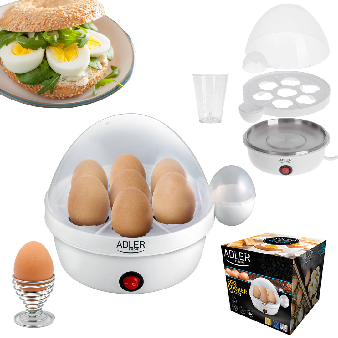 Cuptor de ouă automat Adler, pentru 7 ouă, putere 450W, alb, AD 4459