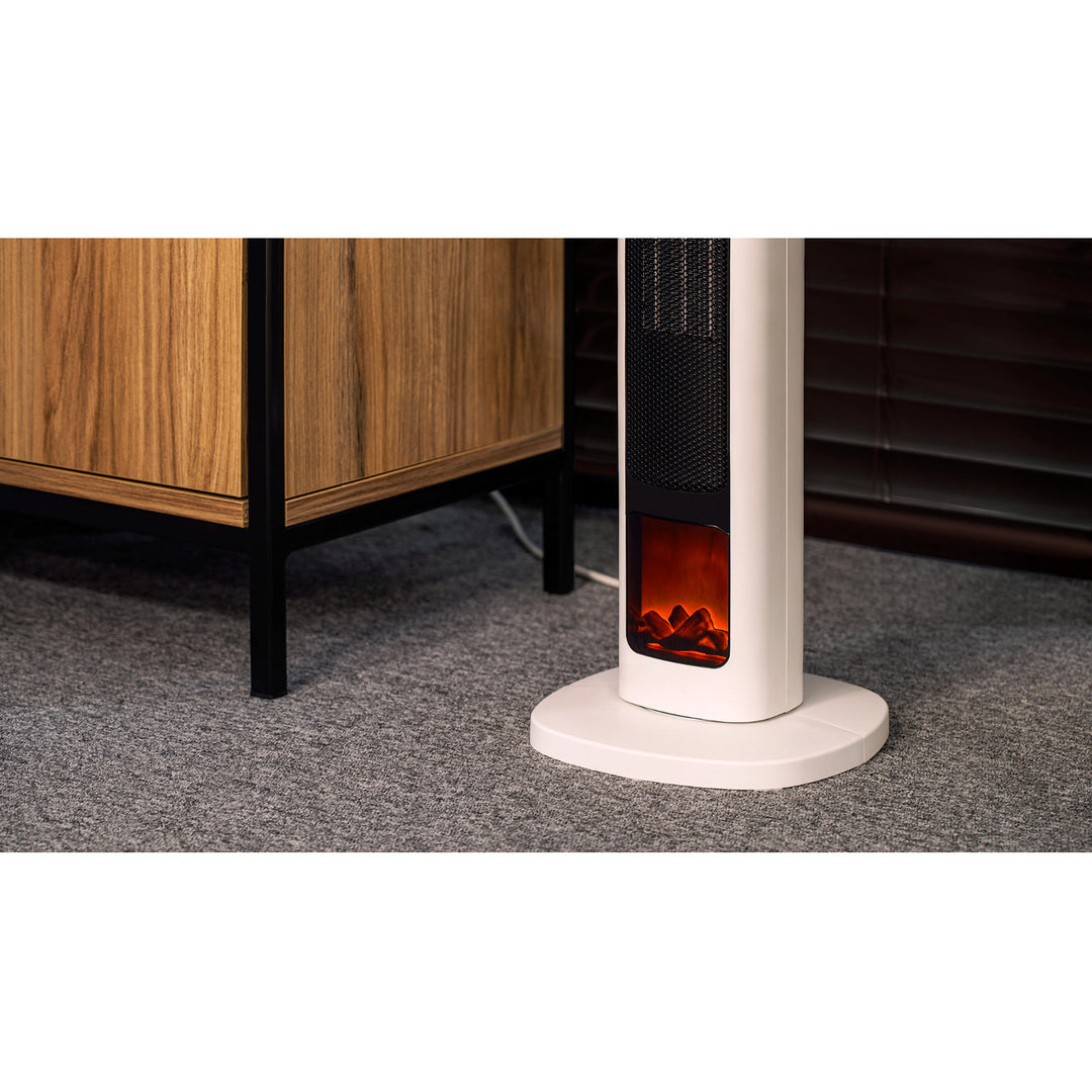 Încălzitor cu ventilator cu coloană Teesa, cu funcție de imitație de șemineu, trei moduri de funcționare, două niveluri de încălzire, telecomandă, TSA8052
