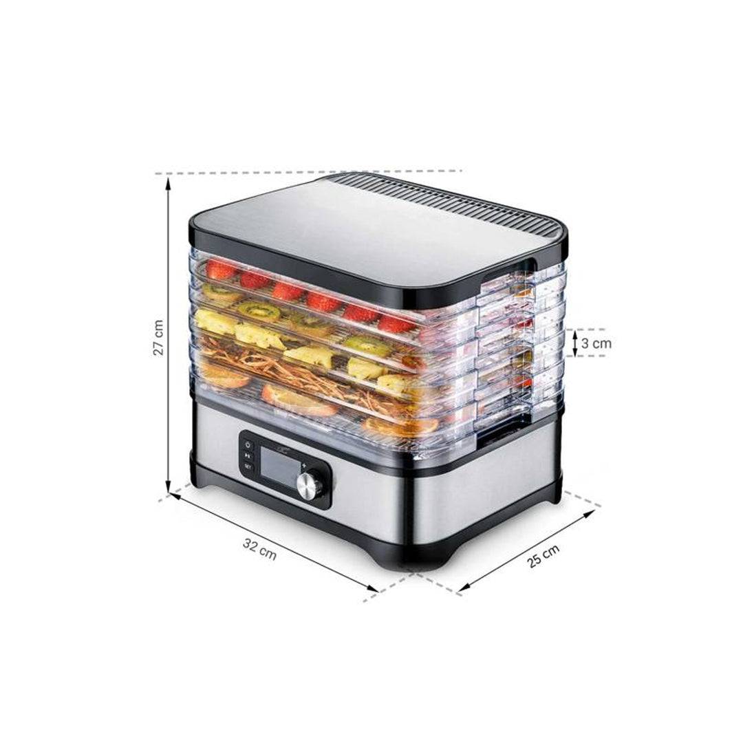 Uscător pentru ciuperci, legume, fructe, carne LTC, putere reglabilă, bază antiderapantă, 5 tăvi, rezistent la mașina de spălat vase, metal, cu afișaj, LXSR002
