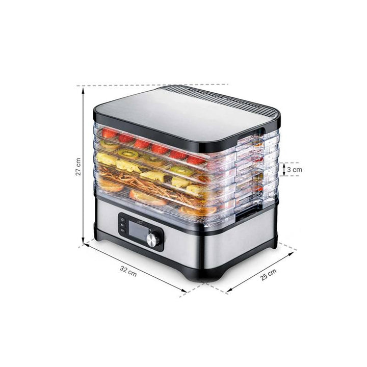 Uscător pentru ciuperci, legume, fructe, carne LTC, putere reglabilă, bază antiderapantă, 5 tăvi, rezistent la mașina de spălat vase, metal, cu afișaj, LXSR002