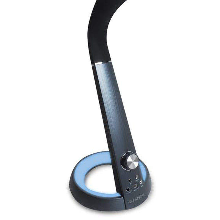 Lampă de birou Svensson, 450 Lumen, 8W putere, trei temperaturi ale luminii, funcție de încărcare a dispozitivului mobil, bază RGB, LXBL1063