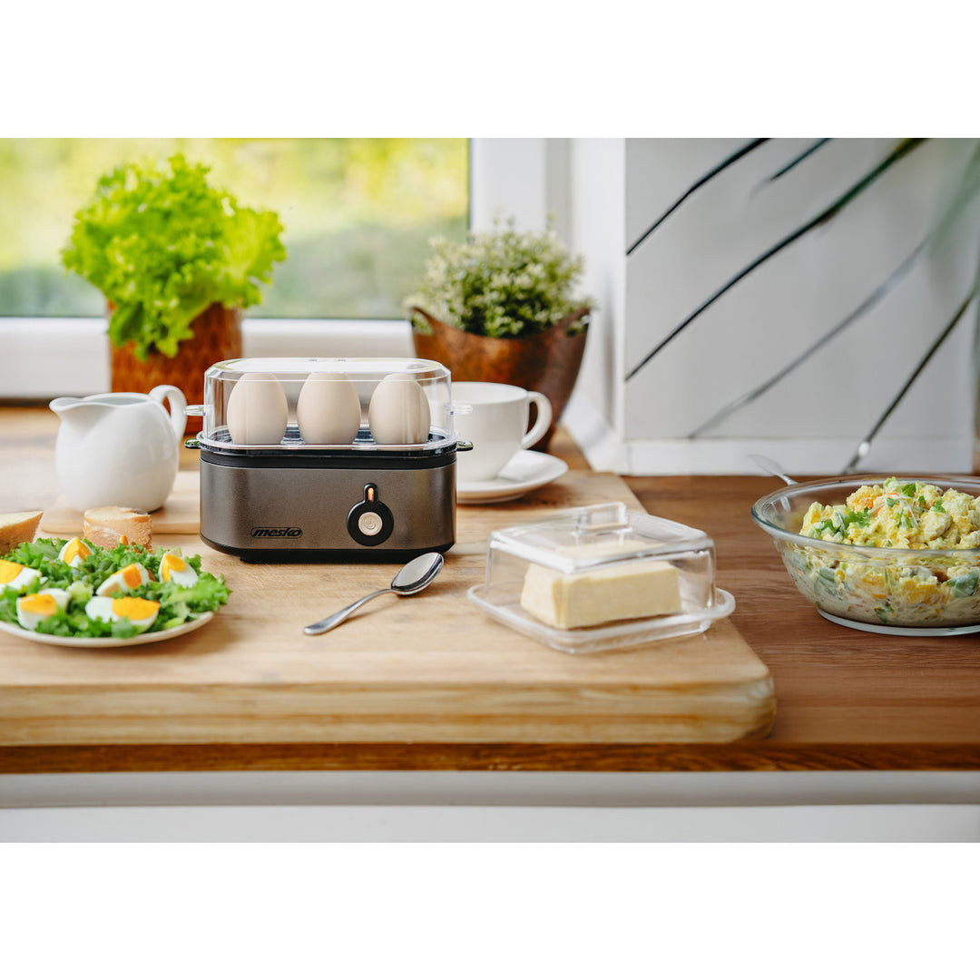 Fierbător de ouă Mesko pentru 3 ouă, putere 210W, etapă de gătit selectabilă, indicator luminos, MS 4485