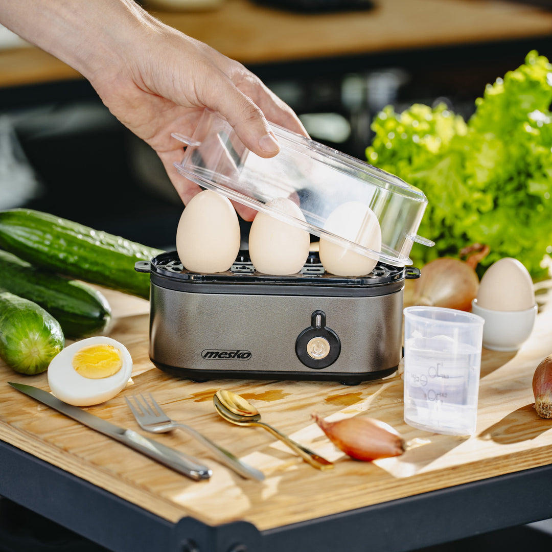 Fierbător de ouă Mesko pentru 3 ouă, putere 210W, etapă de gătit selectabilă, indicator luminos, MS 4485