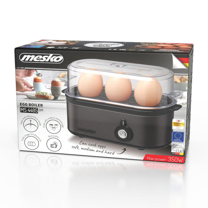 Fierbător de ouă Mesko pentru 3 ouă, putere 210W, etapă de gătit selectabilă, indicator luminos, MS 4485