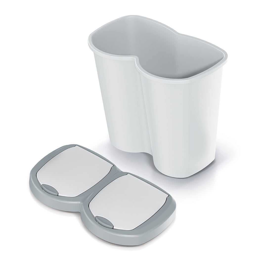 Coș de gunoi Compacta B Duo, gri/gri, capacitate 40L, un compartiment, două capace, versiune montată pe perete, NDBS40-429U_427C