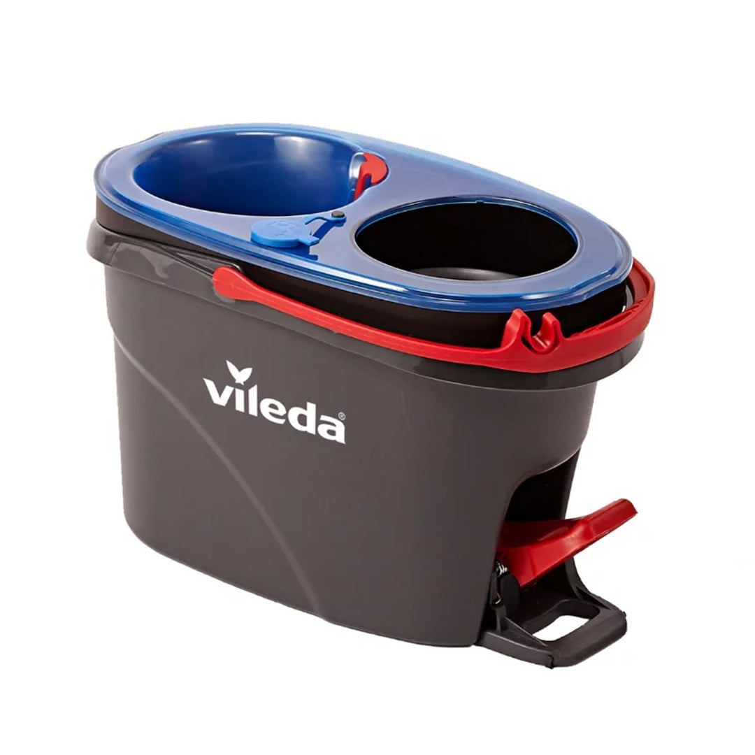 Mop rotativ Vileda, două camere, sistem de centrifugare, bară pliabilă, curățare ușoară a colțurilor, turbo H2prO + cartuș suplimentar