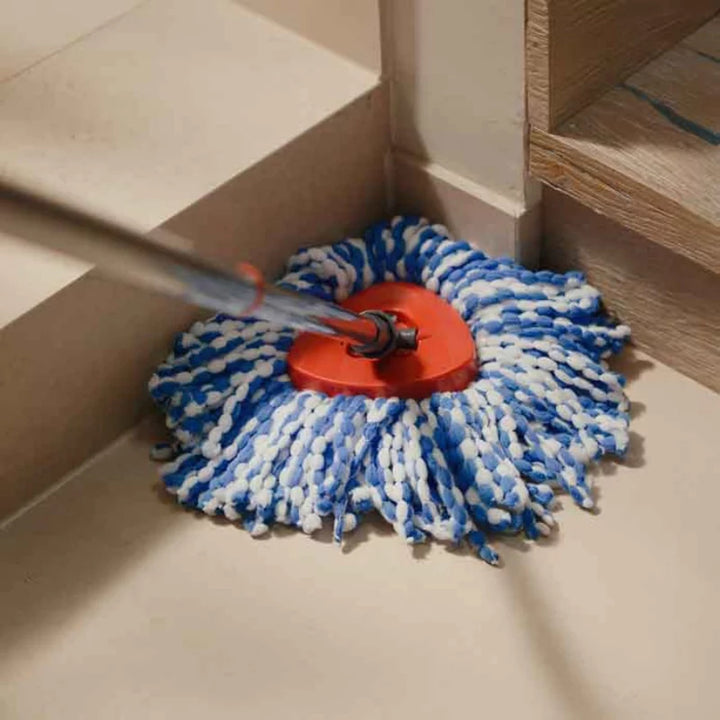 Mop rotativ Vileda, două camere, sistem de centrifugare, bară pliabilă, curățare ușoară a colțurilor, turbo H2prO + cartuș suplimentar