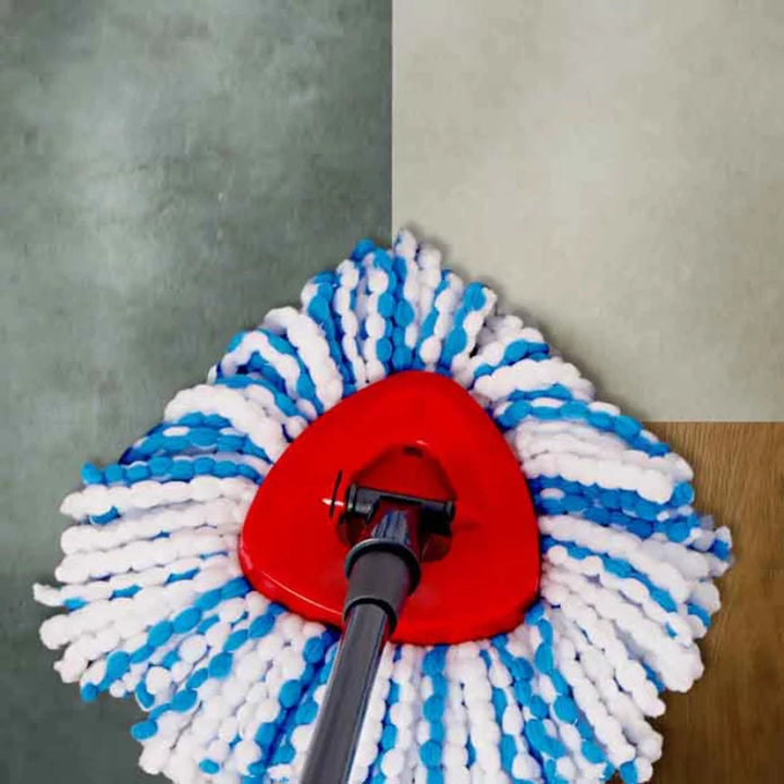 Mop rotativ Vileda, două camere, sistem de centrifugare, bară pliabilă, curățare ușoară a colțurilor, turbo H2prO + cartuș suplimentar