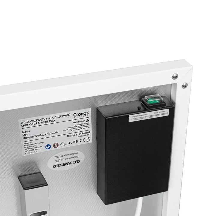 Încălzitor cu infraroșu Cronos, 700W, telecomandă, suprafață mată, ultra-subțire, încălzire economică, Graphene PRO CGP-700TWP