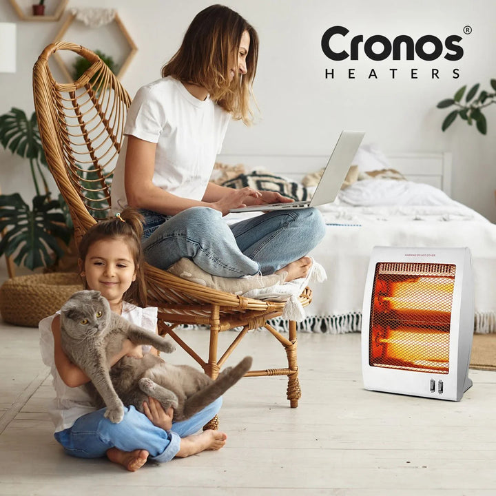 Încălzitor cu cuarț Cronos, putere 400/800W, 2 tuburi de cuarț, alb, NSB-80