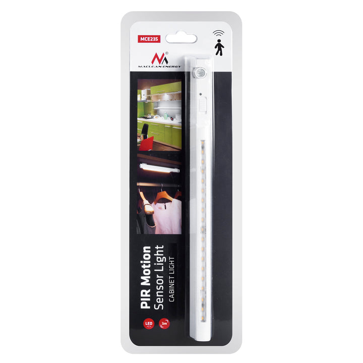 Lampă LED Maclean, cu senzor mobil, cârlig, ON/OFF/AUTO, temp. 4000K, rază 3m, MCE235 + 3x baterii alcaline Varta Industrial AAA