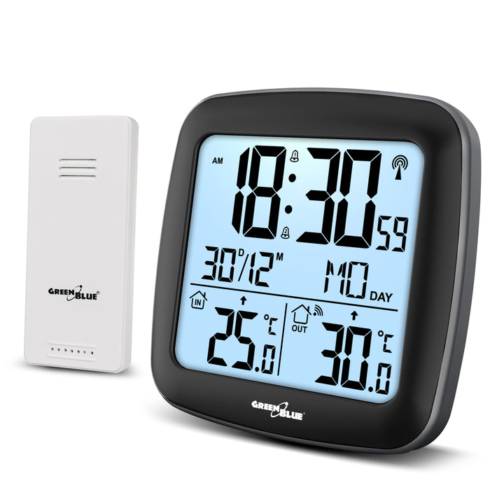 Stație meteo wireless GreenBlue, cu DCF, calendar, alarmă, GB542 + 4x Varta Industrial AAA baterie alcalină