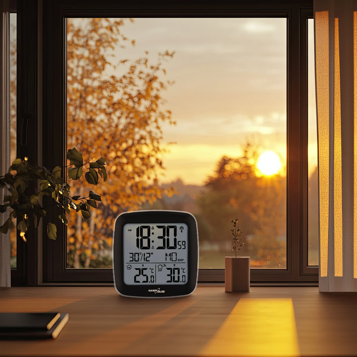 Stație meteo wireless GreenBlue, cu DCF, calendar, alarmă, GB542 + 4x Varta Industrial AAA baterie alcalină