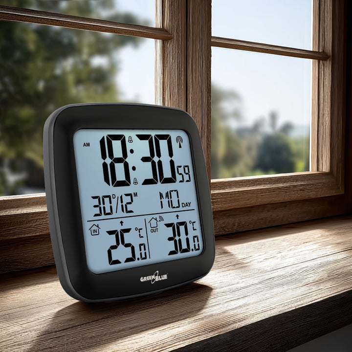 Stație meteo wireless GreenBlue, cu DCF, calendar, alarmă, GB542 + 4x Varta Industrial AAA baterie alcalină