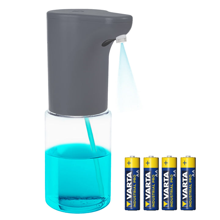 Promedix dispenser automat, recipient dispenser pentru săpunuri lichide, lichide dezinfectante, 300ml, gri, PR-540 GR + 4 baterii Varta Industrial AA