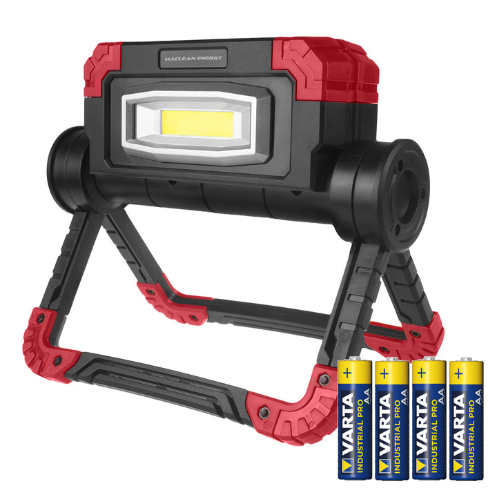 Lampă de lucru Maclean LED COB, 300 lm, 3 moduri de iluminare, temp.culoare 6500K, MCE439 + 4x baterii Varta Industrial AA
