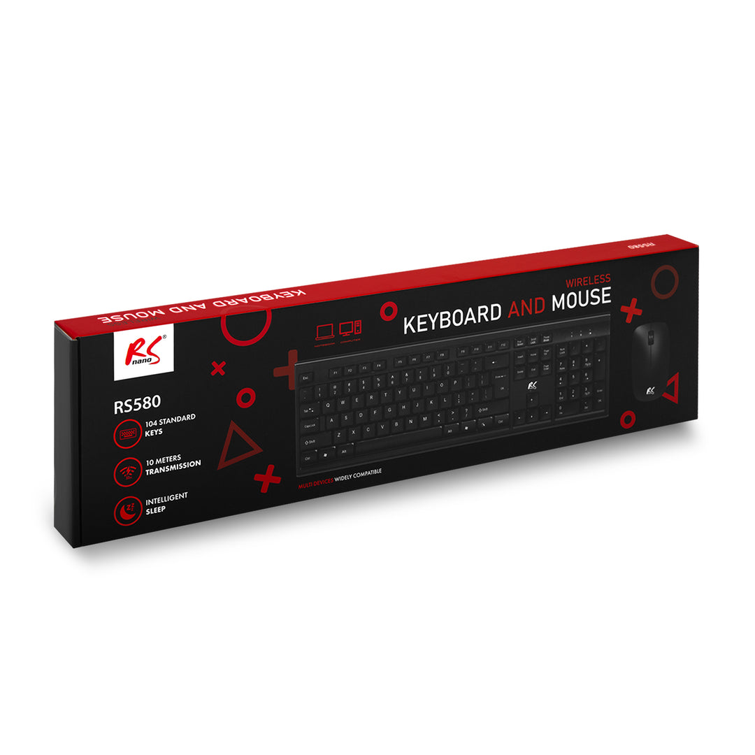 Tastatură + mouse fără fir COMBO NanoRS, RS580 + 2 baterii alcaline AAA Varta Industrial