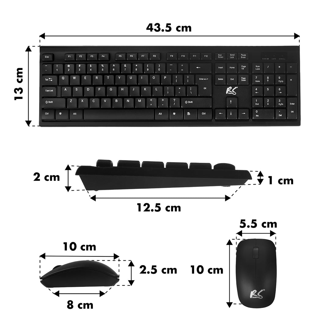 Tastatură + mouse fără fir COMBO NanoRS, RS580 + 2 baterii alcaline AAA Varta Industrial